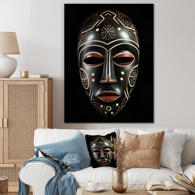 «Ethnical Traditional African Mask III», reproduction sur toile, Toile tendue, H 32 po x l 16 po x P 1 po