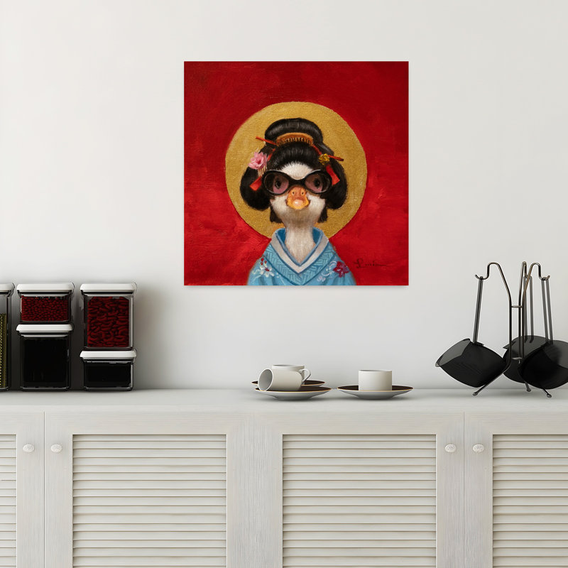 Geisha Duck, art urbain contemporain, H 18 po x l 18 po