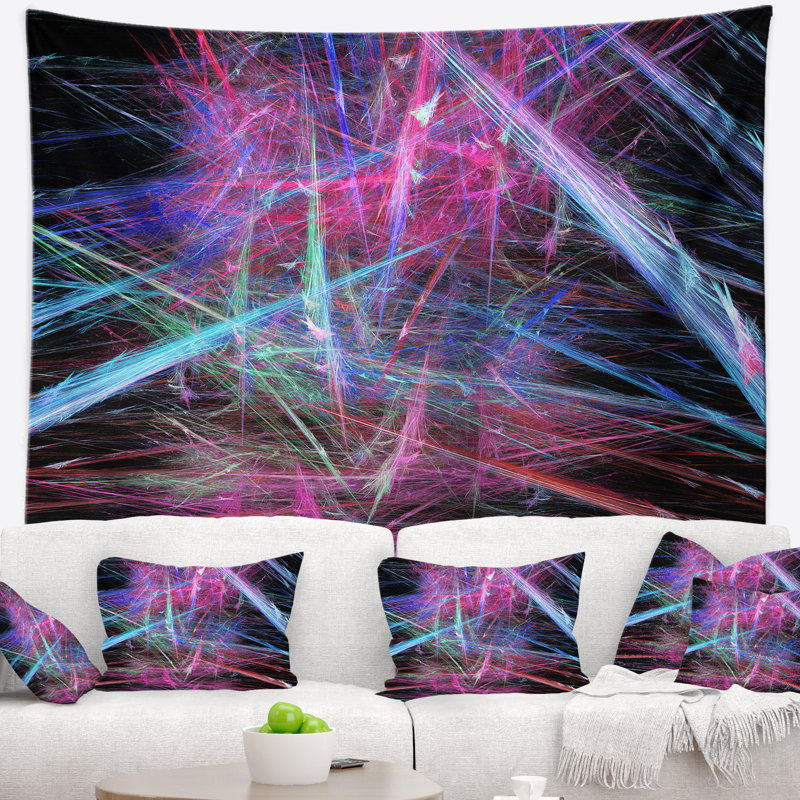 Tapisserie de motif fractal rose bleu, H 78 po x l 92 po