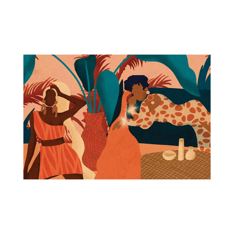 Girls Night In by Reyna Noriega - Painting on Canvas, 30.48 cm H x 45.72 cm W, Wrapped Canvas