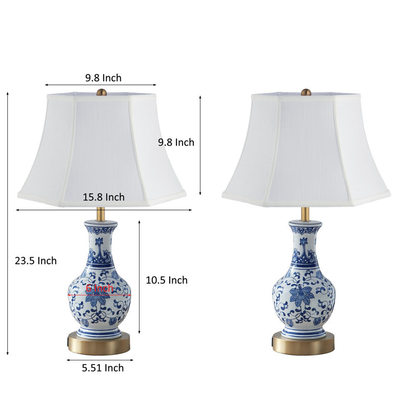 Nicholle 23.5" Ceramic Dimmable Table Lamp Set With USB Ports & Type C