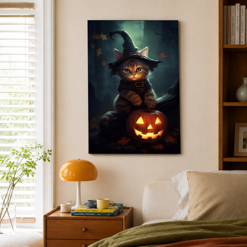Affiche de chat mignon citrouille d'Halloween, 12x18inch