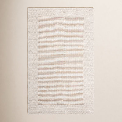 Burdick Ivory Beige Hand-Woven Wool Rug