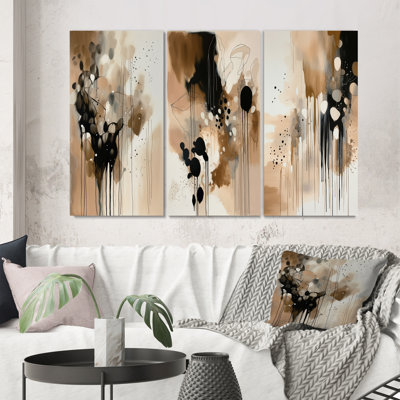 3 Pieces on Canvas - Brown Mindful Abstraction