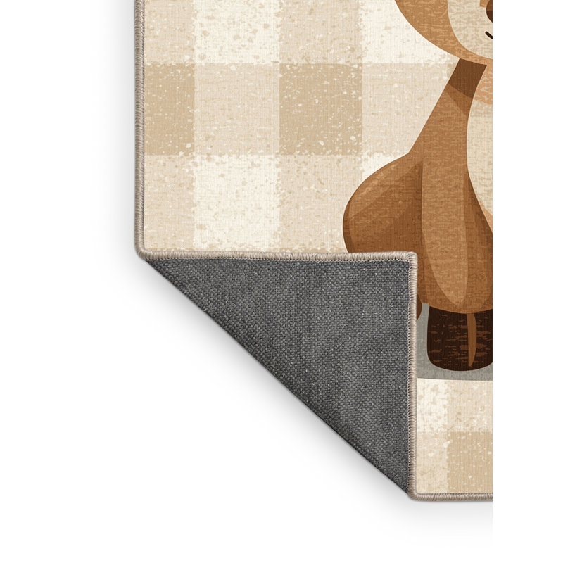 Soft Plush Eslinger Christmas Modern & Contemporary Abstract Area Rug in Beige – Beige Binding, 6x9