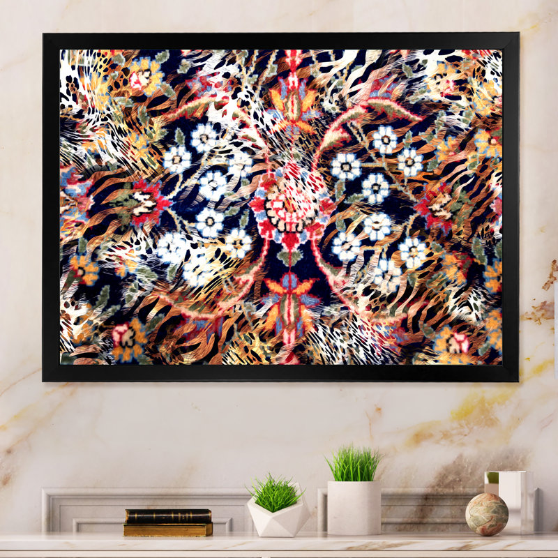 «Multi Red Exotic Animal Pattern», reproduction sur toile flottante, Cadre noir, H 8 po x l 12 po x P 1 po