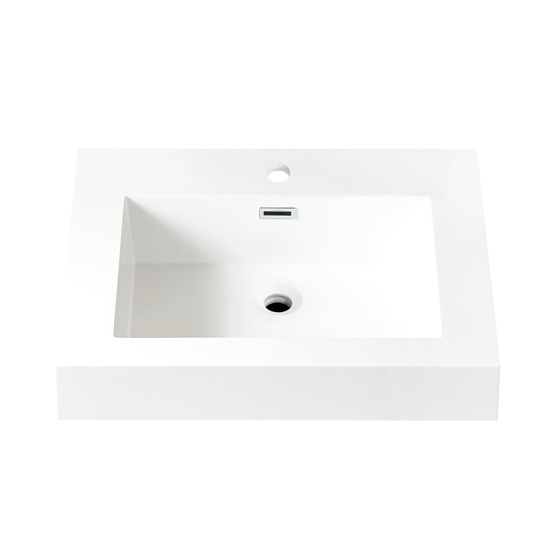 Ablitas 24 in. Rectangular Composite Granite Stone Bathroom Vanity Sink, White