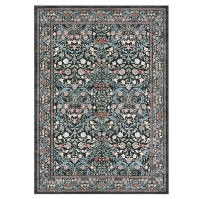 Washable Rugs Area Rugs for Living Room Bedroom s Non Slip Farmhouse Floral Floor Mats for Home Office Decor