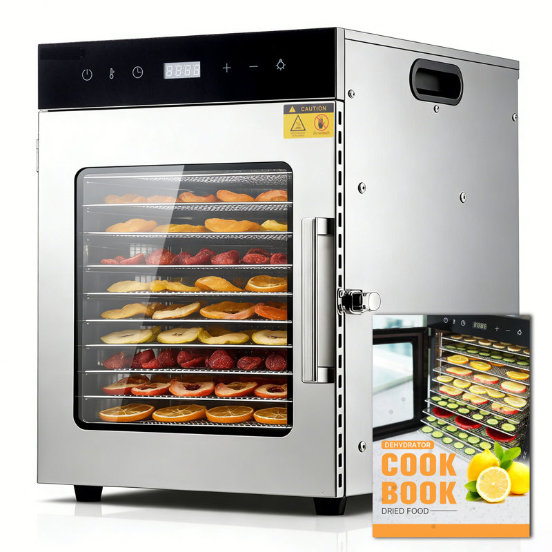10-Tray Digital Food Dehydrator with Adjustable Temperature, Timer & Auto Shut-Off, Stainless Steel Trays for Jerky, Fruits, Vegetables, Herbs, and Meat