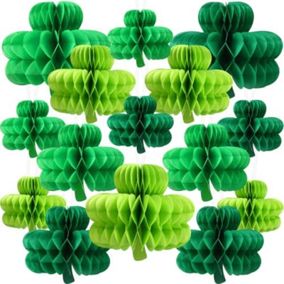 15 boules en nid d'abeille de la Saint-Patrick, décorations suspendues en forme de nid d'abeilles pour la fête