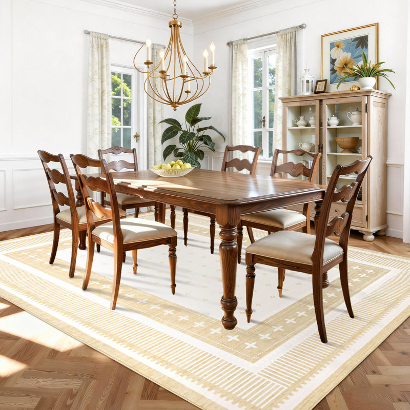 Tapis moderne lavable à la machine, Beige, 9 x 12 pi