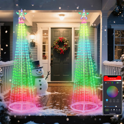 Rgb Led Christmas Tree With Star Topper – App & Remote Controlled, 220 Lights With Multiple Modes, Indoor/Outdoor Holiday Decoration,Christmas Decor