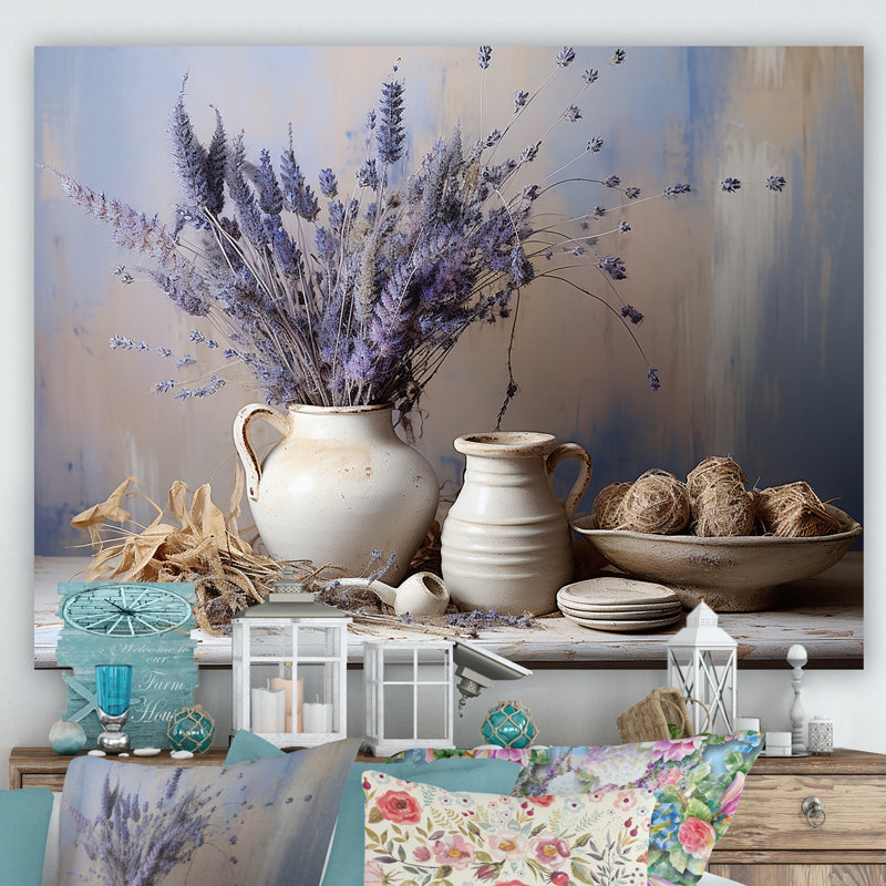 Lavande ferme nature morte, Toile tendue, H 16 po x l 32 po x P 1 po
