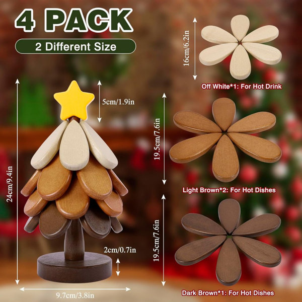 Trivett Tree One Allium Way Wooden Tree Trivets For Hot Dishes, Christmas Tree Shape ...