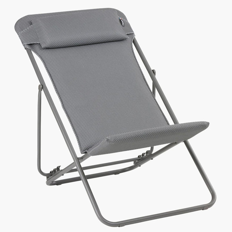 Lafuma Maxi Transat Plus BeComfort® Padded Ultra Compact Foldable Sling Chair Sedale, Silver