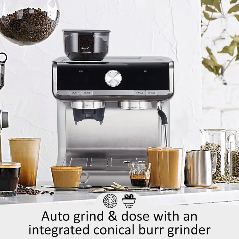 Espresso Machine With Grinder, 20 Bar Semi-Automatic Espresso Coffee Maker, 95-Ounce Water Tank