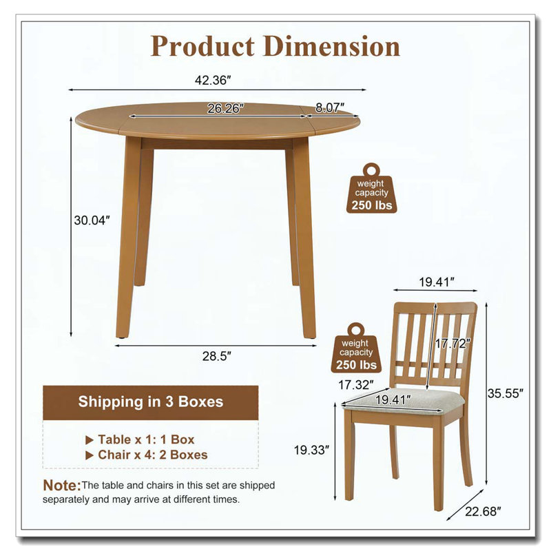 Ensemble de table ronde, Brun pâle, 5