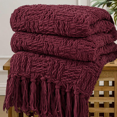 Cable Tweed Knit Throw Blanket