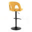 Tabouret de bar réglable en métal et tissu noir avec repose-pieds arrondi en T - ensemble de 2-786714080-786714084