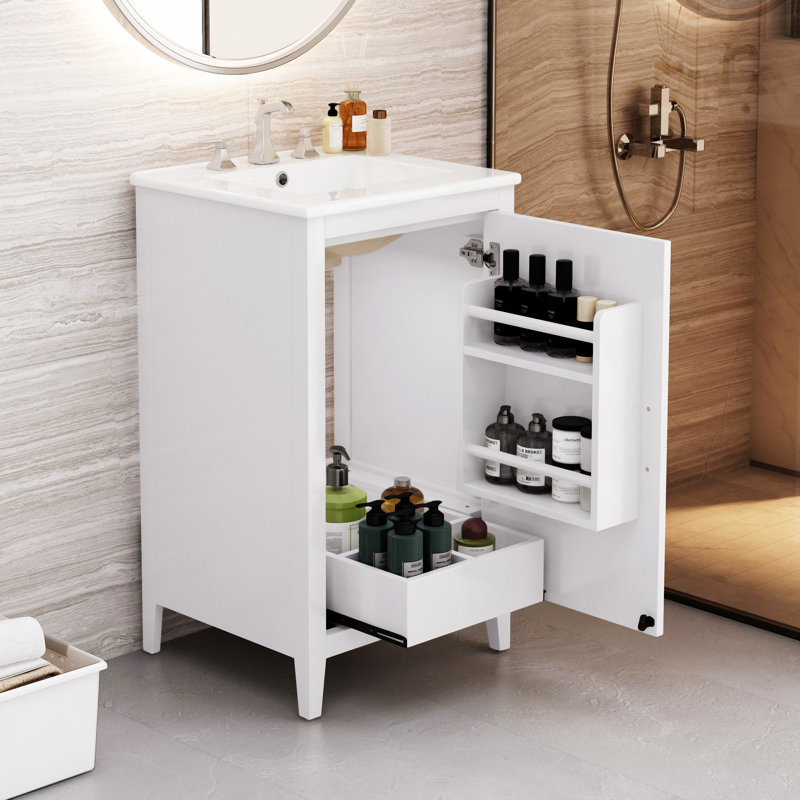 20.3" Bathroom Vanity With Sink, White