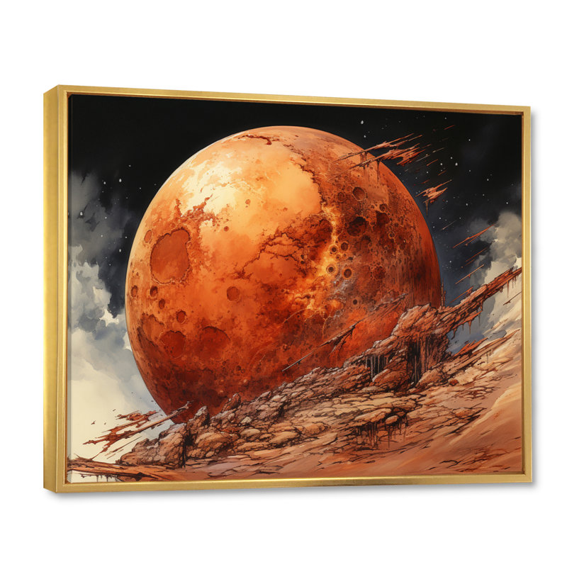 " Red Planet Mars Rusty II ", Gold Floater Framed, 30" H x 40" W x 1.5" D