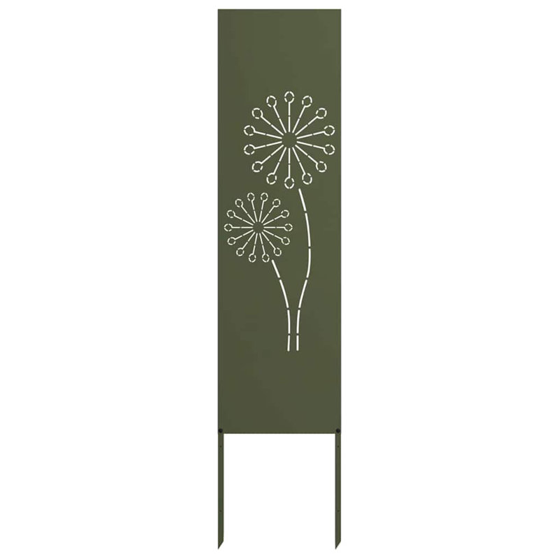  Garden Privacy Screen Silver 32 X 140 Cm Stainless Steel, Olive Green