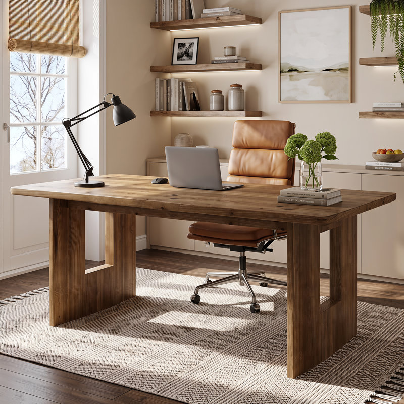 Bureau en bois massif, bureau d'ordinateur de direction 63 pouces
