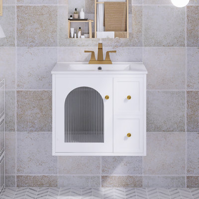 Meuble-lavabo mural 24 po avec comptoir en céramique