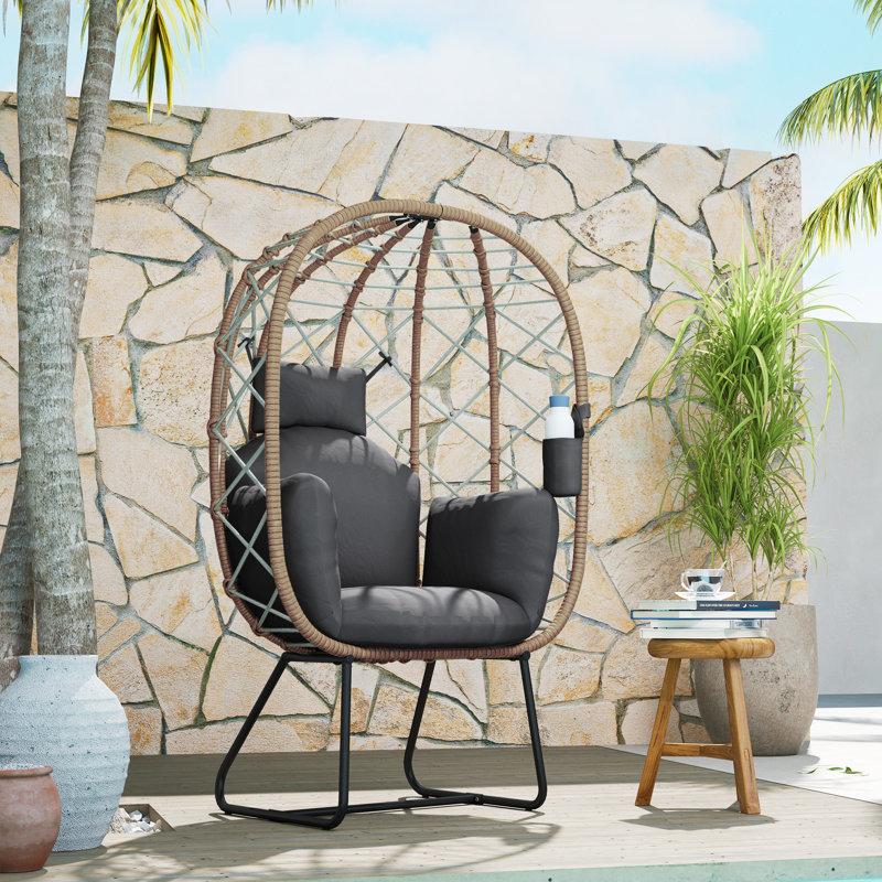 Wicker Outdoor Lounge Chair, Dark Grey