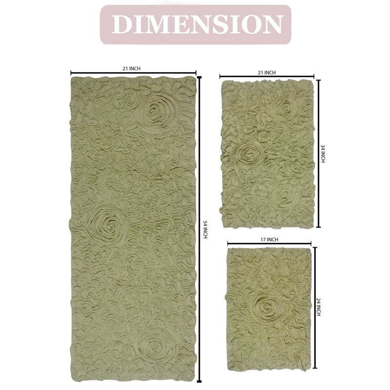 Pothier Bath Rug (Set of 3), Green