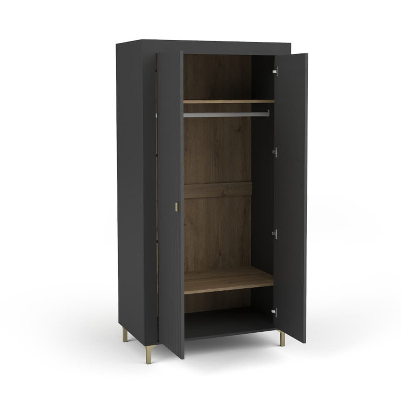 Onut 2 Door Wardrobe, Black and Oak