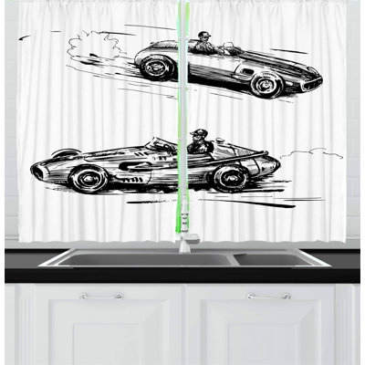 Cars 2 Piece Kitchen Curtain