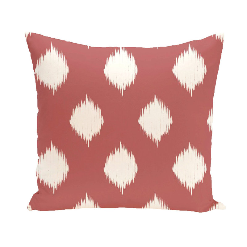 Ikat Dot Ikat Outdoor Reversible Throw Pillow, 20" x 20" , Burnt