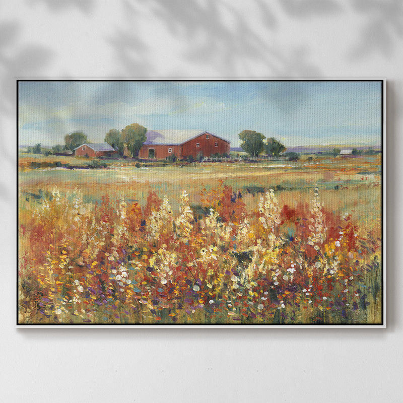 " Country View II ", 25" H x 37" W x 2" D, White