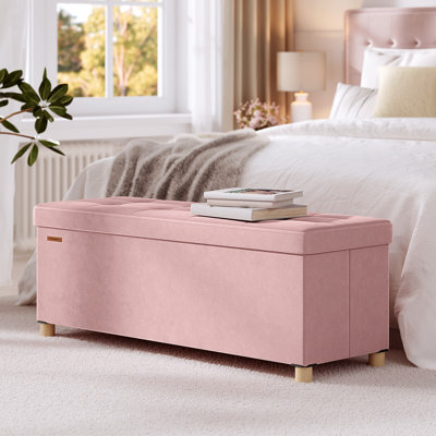 Storage Ottoman Bench, Storage Chest With Lid, 15 X 43.3 X 15.7 Inches, Foot Rest Stool, 30 Gal. (112 L), For Bedroom, Living Room
