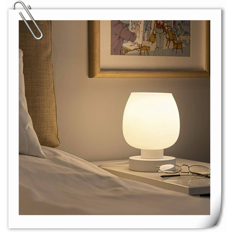 Lampe torchère en verre Triandos USB, Blanc