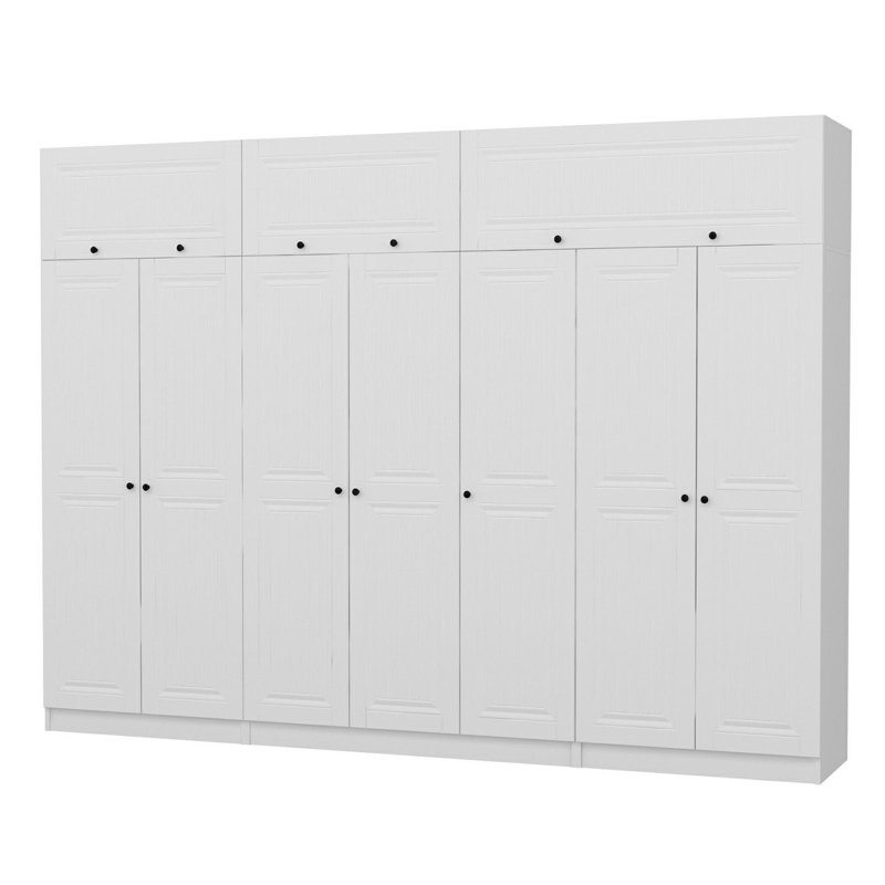 Elina 7 Door Manufactured Wood Wardrobe, 255cm H x 315cm W x 52cm D
