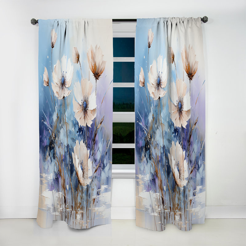 Jaylyn - Rideau cornflowers - Rideau floral obscurcissant - 1 panneau, L 52 po x L 95 po