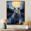 Loup blanc sous la pleine lune par Forest River - loup, art mural-106090806-106090808