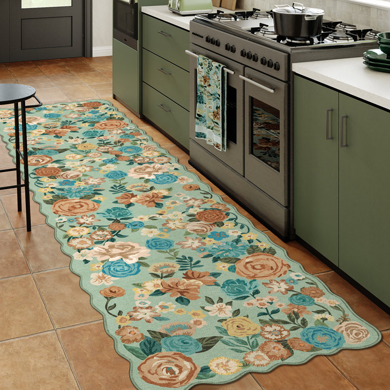 Johy Modern Floral Machine Washable Area Rug with Non-Slip Backing, Runner 2' x 8'