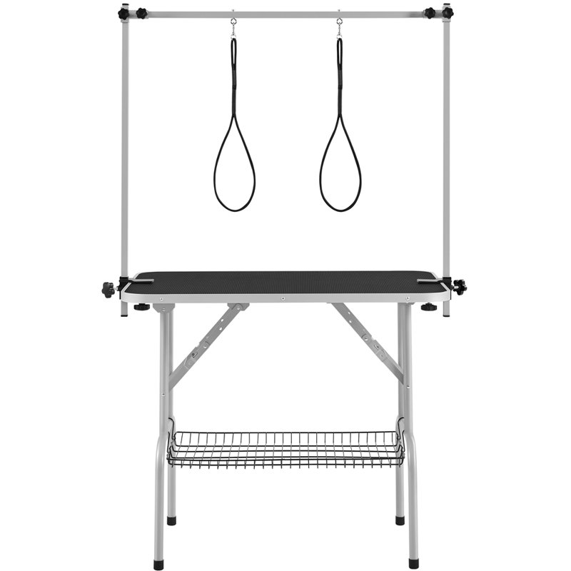 163.5cm H x 96cm W x 61cm D Adjustable and Foldable Folding Grooming Table, Black