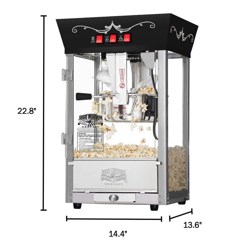 Matinee Black Stainless Steel 8oz Countertop Popcorn Machine