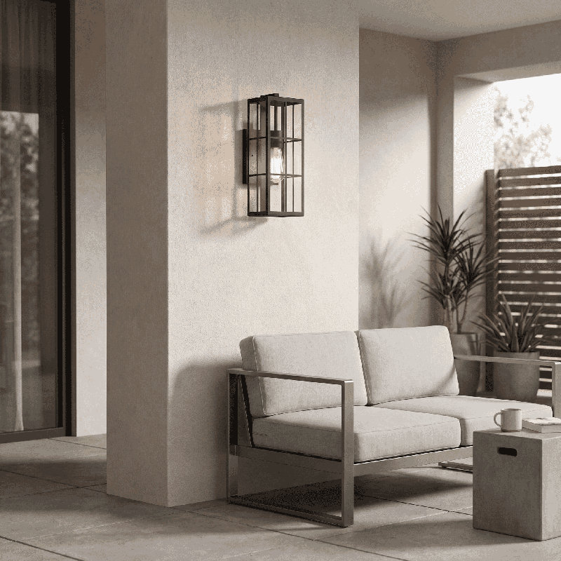 Sianna Black 1 - Bulb Outdoor Wall Lantern, 18.5" H x 6" W x 9.25" D