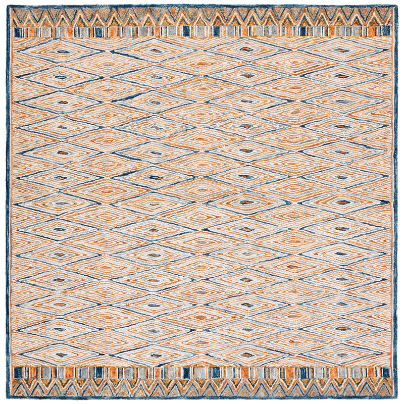 Seyler Hand Tufted Wool Geometric Rug, Square 5'