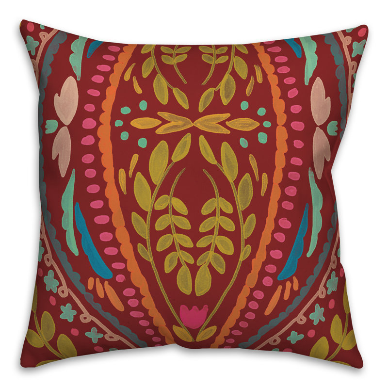 Housse et insert de coussin extérieur d'extérieur, Rouge, Floral 2