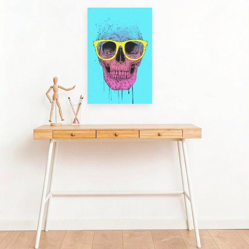 Vibrant Skull Glasses Abstract Contemporary Wall Art Print, 18" H x 12" W