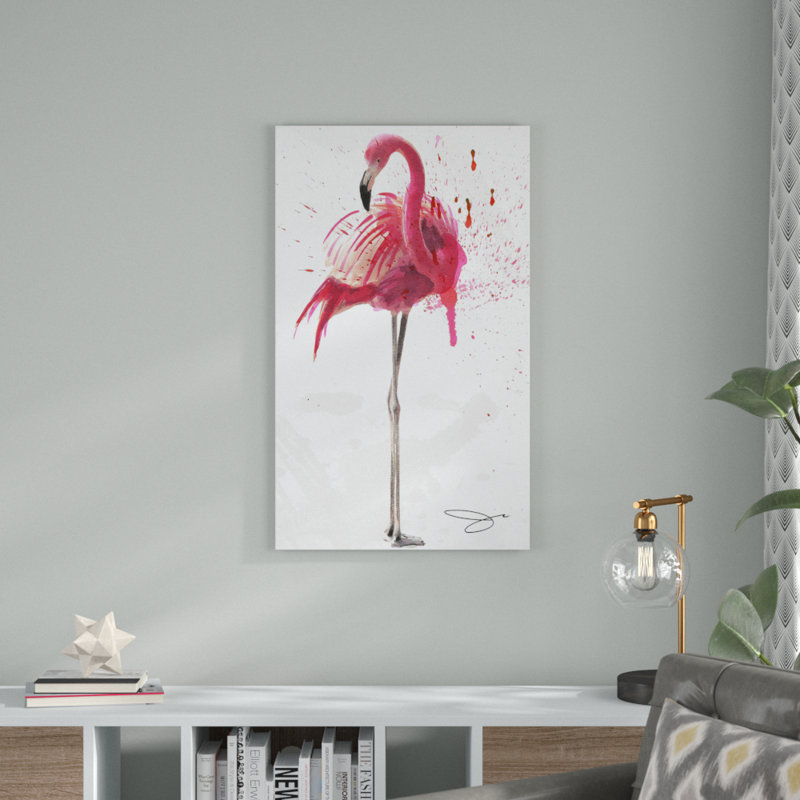 Flamant II - impression sur toile tendue, H 48 po x l 28 po
