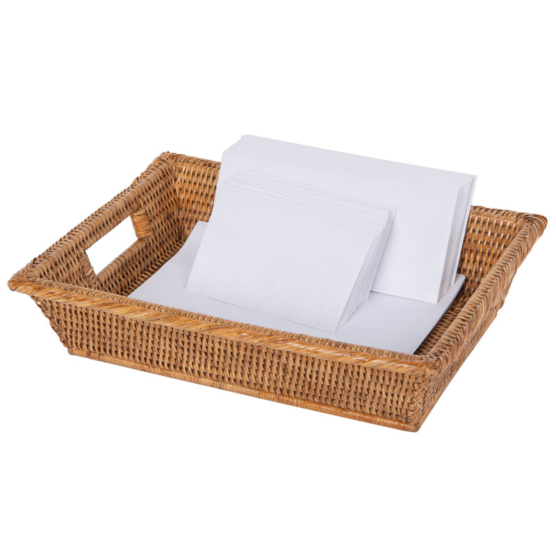 Bayou Breeze - La Jolla Rattan Multipurpose Desktop Office, Kitchen, Cabinet Tray, Large, Brown, 2 oz