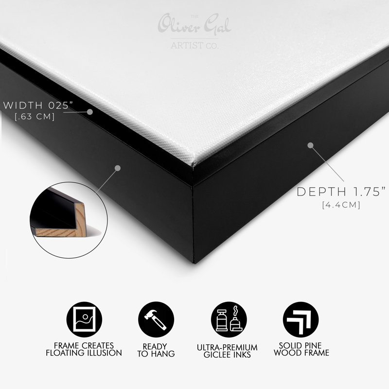 Modern Black Circle On White Background Print by Oliver Gal, 21" H x 18" W, Black Floater Framed