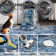Redenhalk Washable Area Rug Blue Abstract Modern Room Rug Non Slip Soft Thin Simple Indoor Floor Carpet